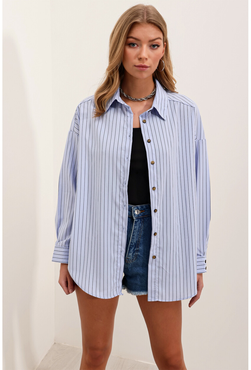3900 Oversize Uzun Basic Gömlek