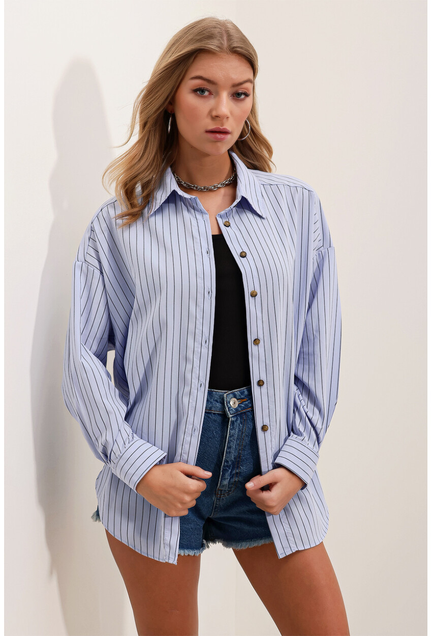 3900 Oversize Uzun Basic Gömlek