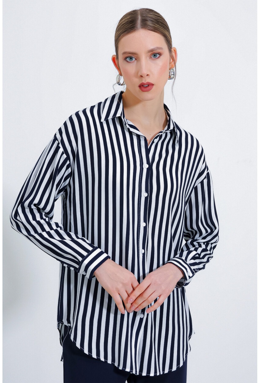 3900 Oversize Uzun Basic Gömlek