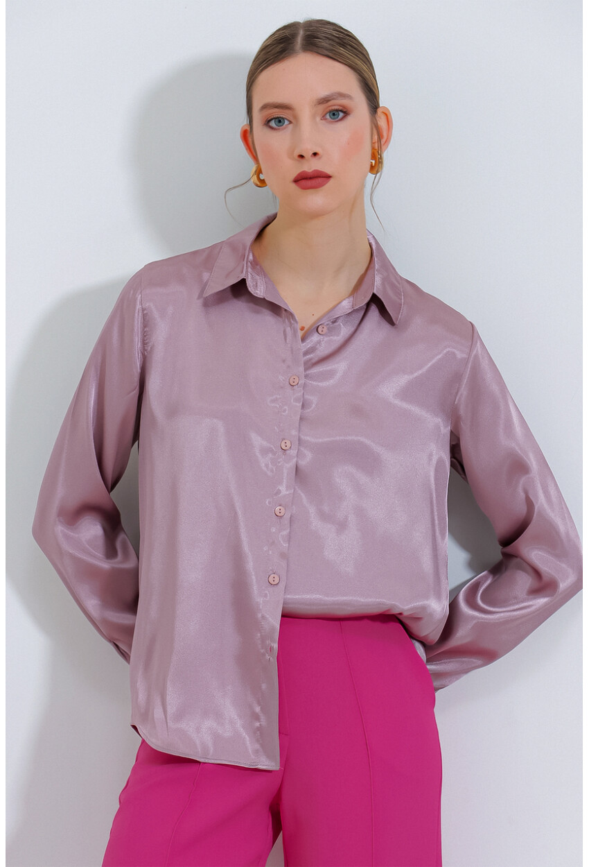 3964 Light Draped Satin Shirt