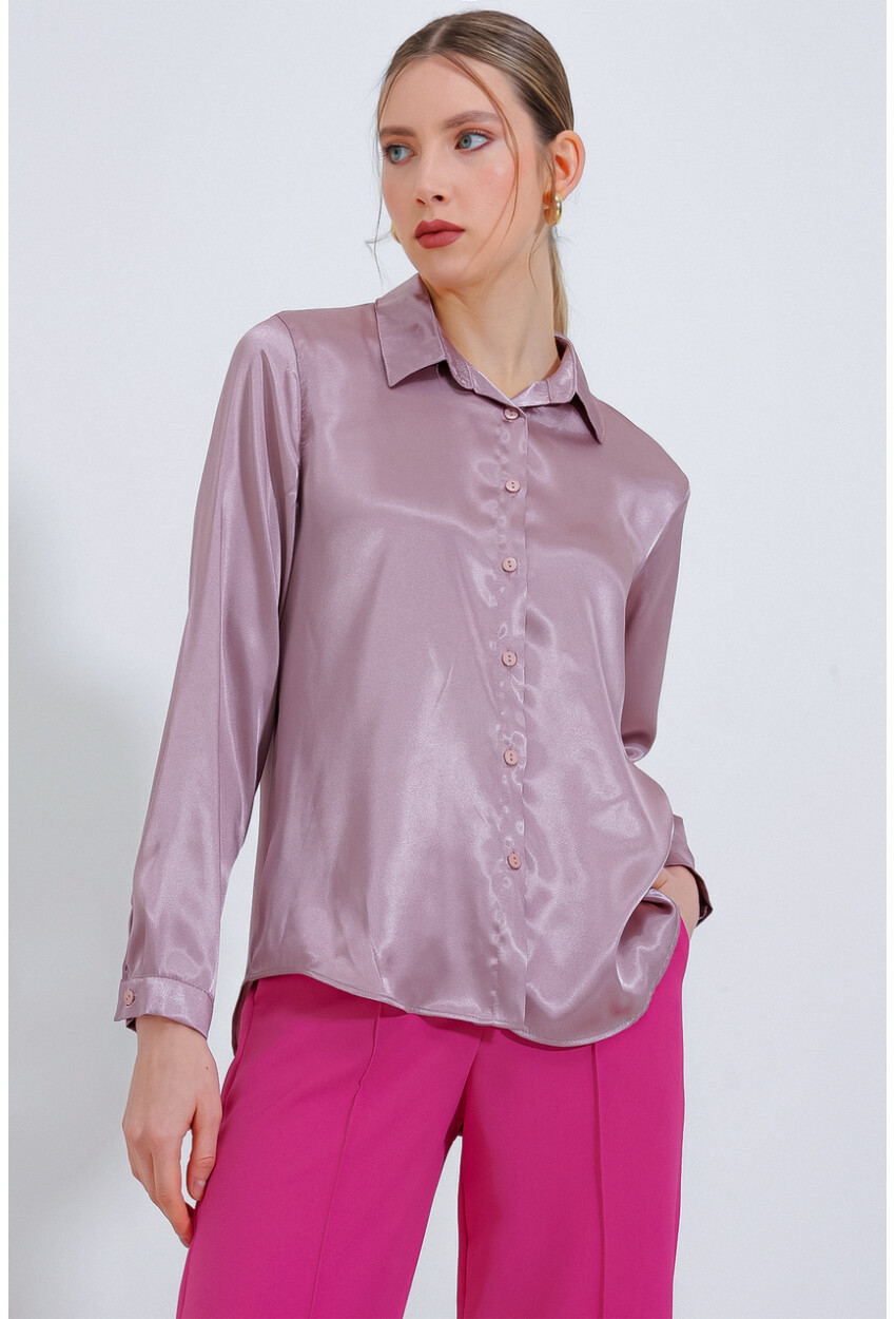 3964 Light Draped Satin Shirt