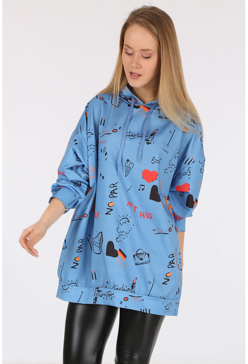 4289 Kapüşonlu Oversize Sweatshirt