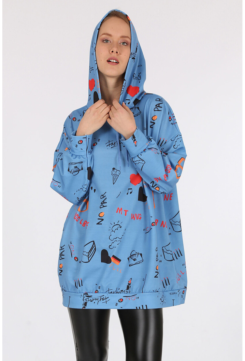 4289 Kapüşonlu Oversize Sweatshirt