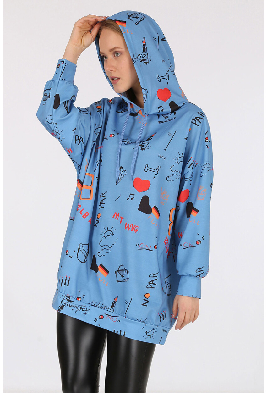 4289 Kapüşonlu Oversize Sweatshirt