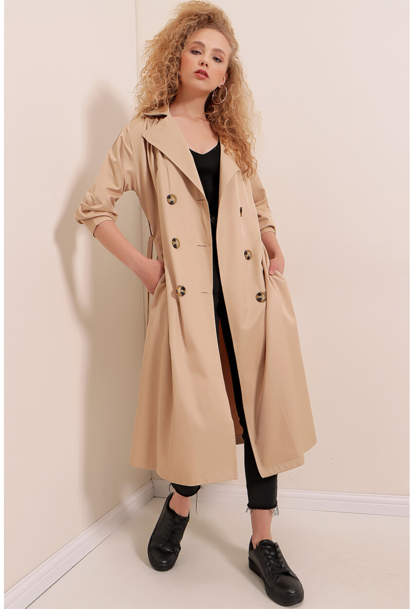 5853 Wrap Collar Trench Coat