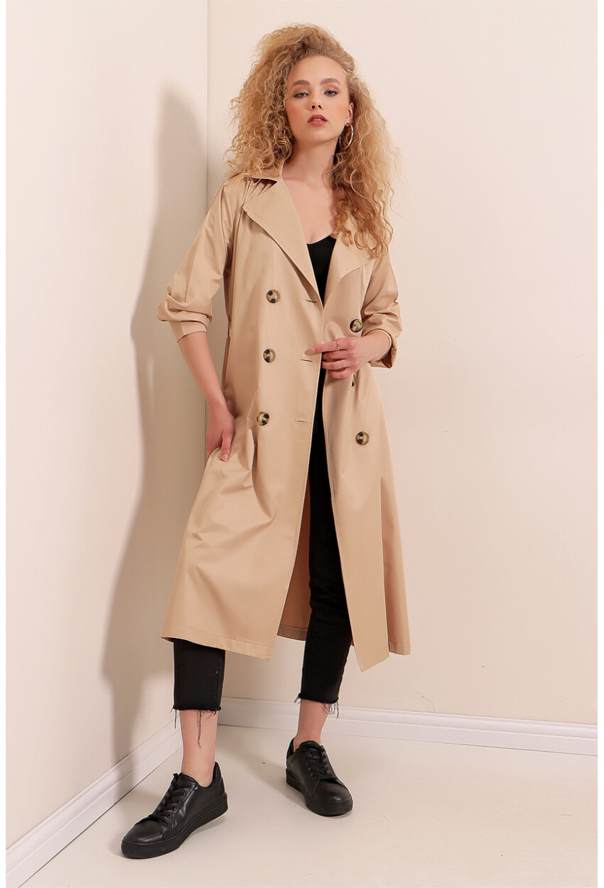 5853 Wrap Collar Trench Coat