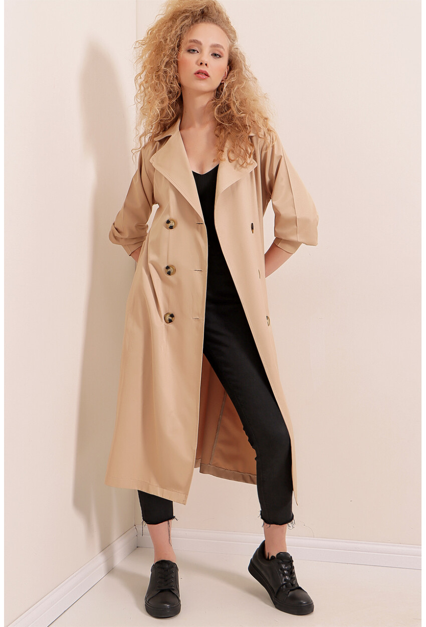 5853 Wrap Collar Trench Coat