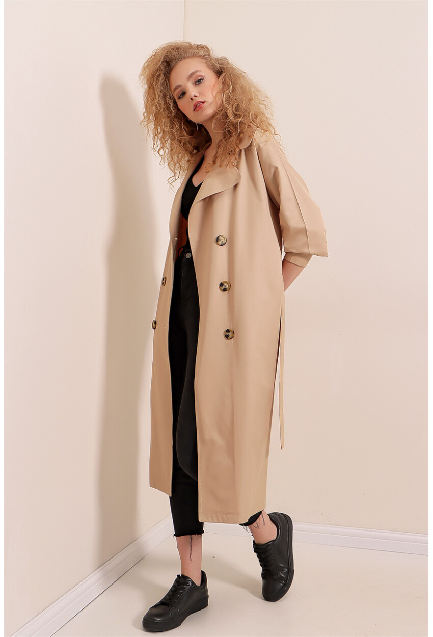 5853 Wrap Collar Trench Coat
