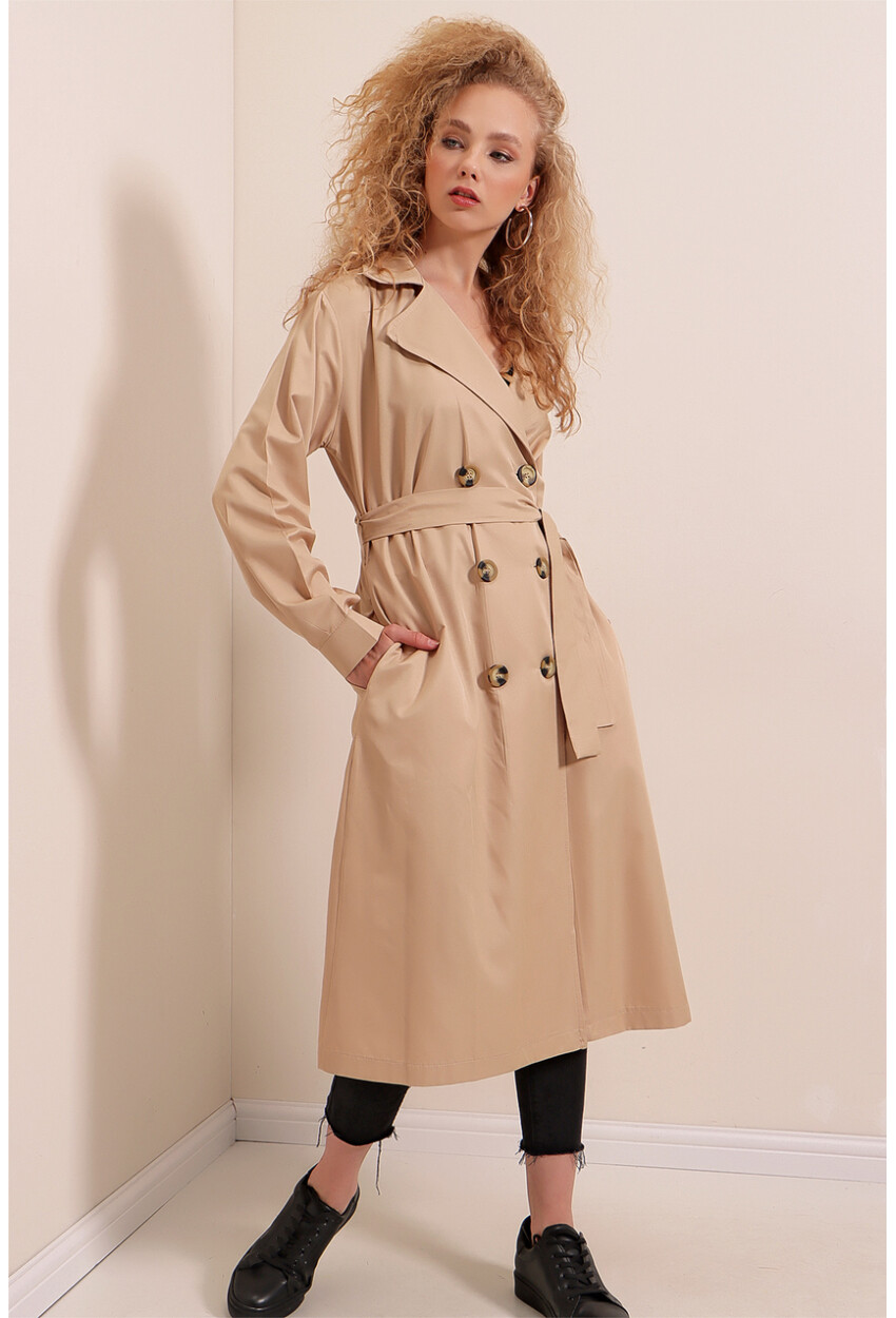 5853 Wrap Collar Trench Coat