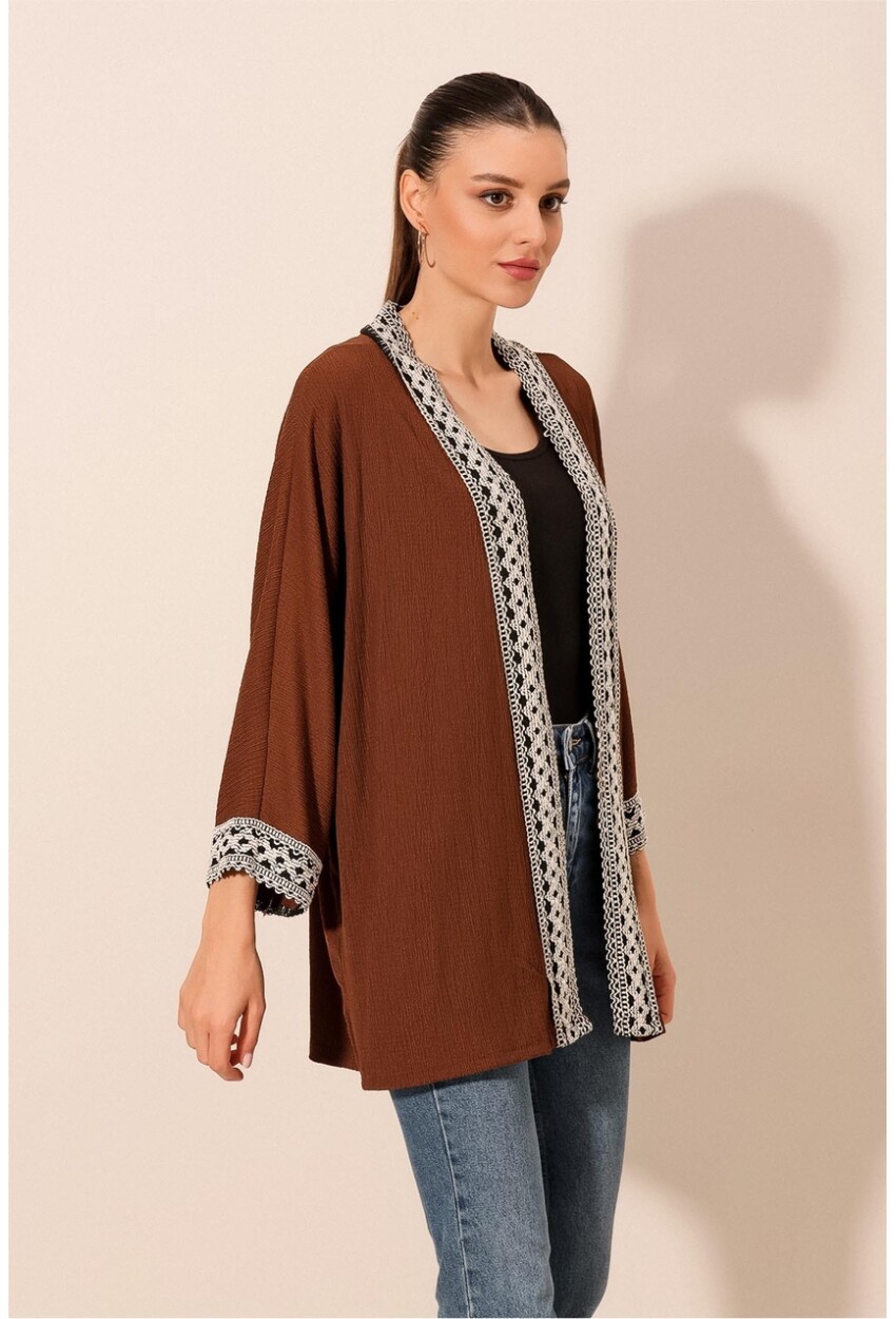 5866 Nakışlı Örme Kimono