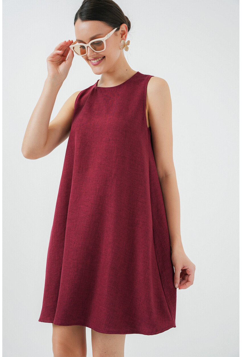 2444 Mini Keten Elbise