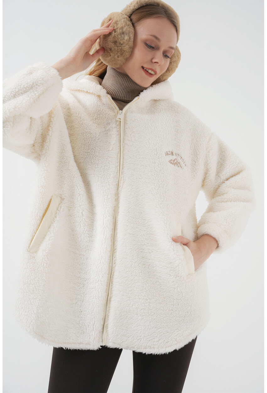 9102 Faux Fur Lined Long Leather Coat