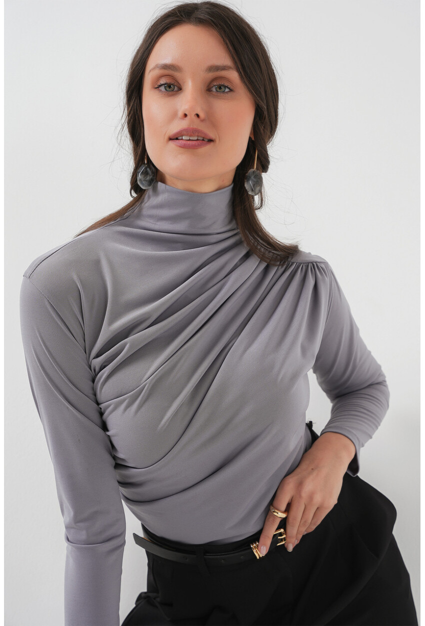 925 Büzgü Detaylı Sandy Bluz