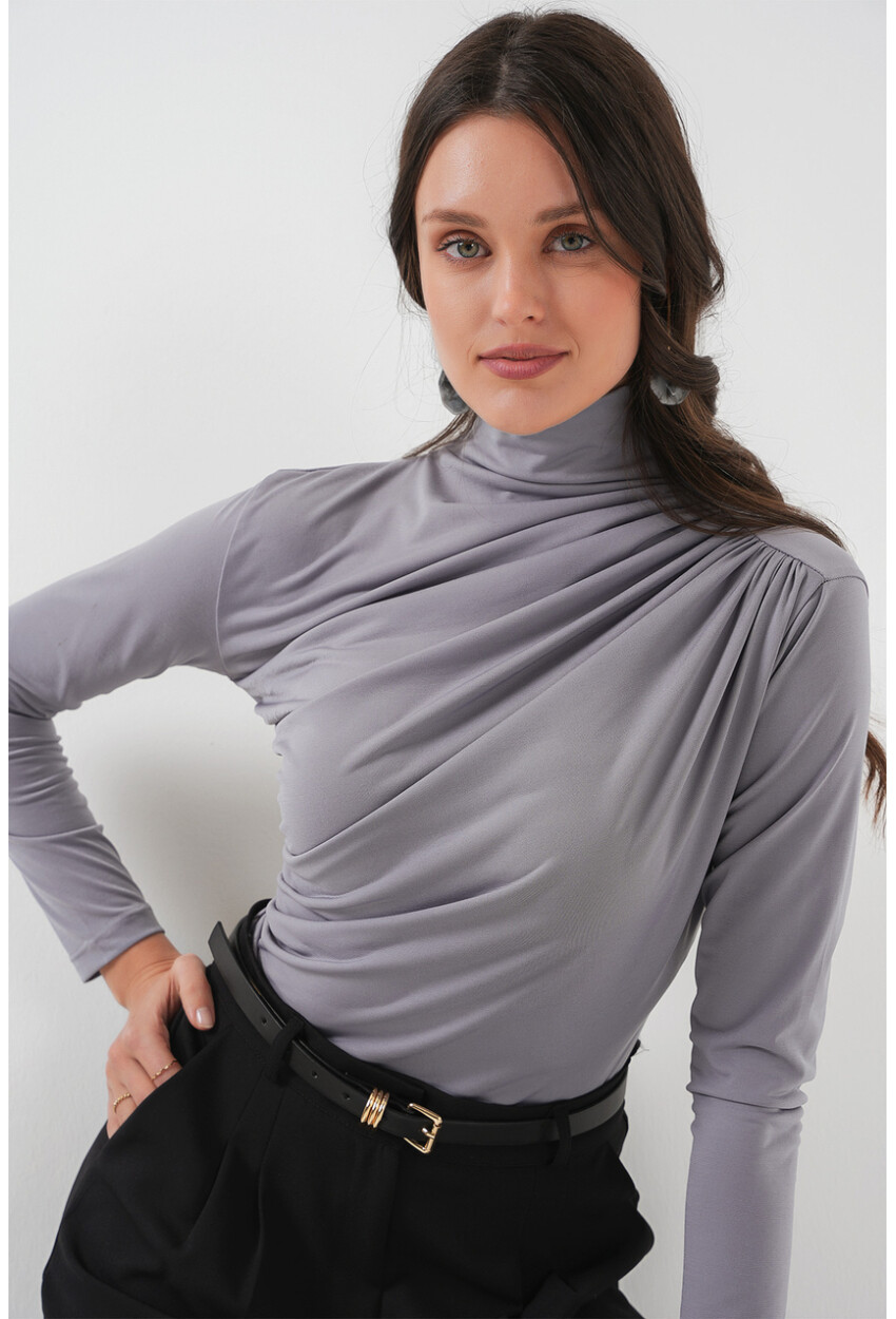 925 Büzgü Detaylı Sandy Bluz