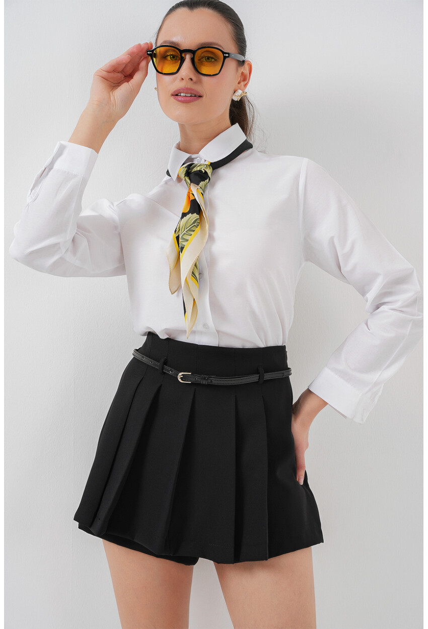 Pileli Mini Şort Etek 5336