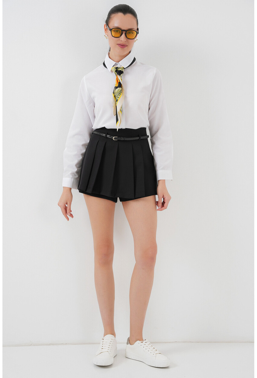 Pileli Mini Şort Etek 5336