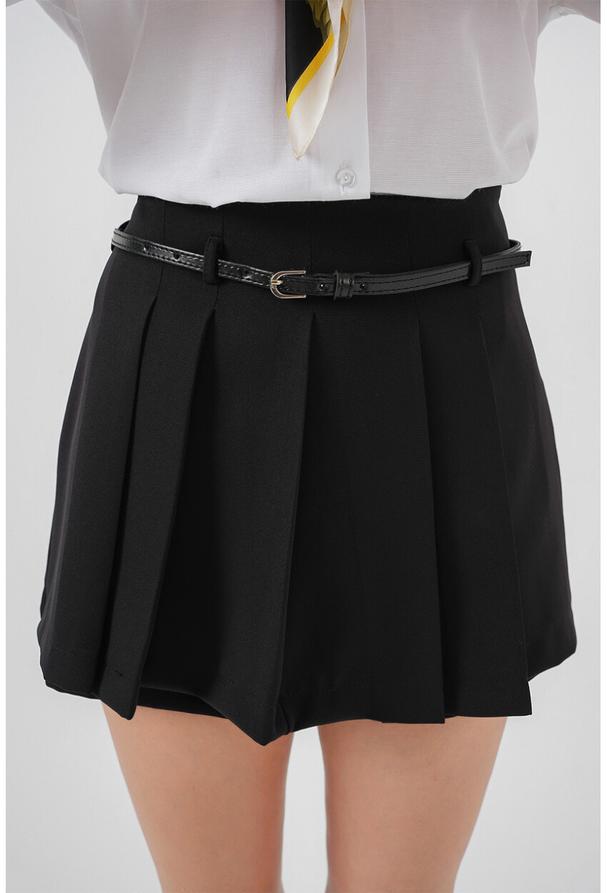 Pileli Mini Şort Etek 5336
