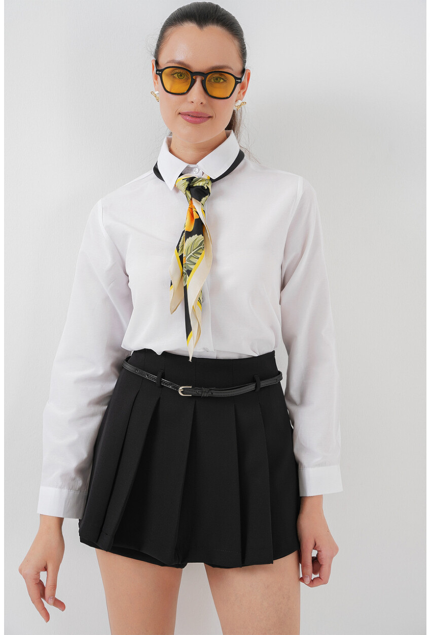 Pileli Mini Şort Etek 5336