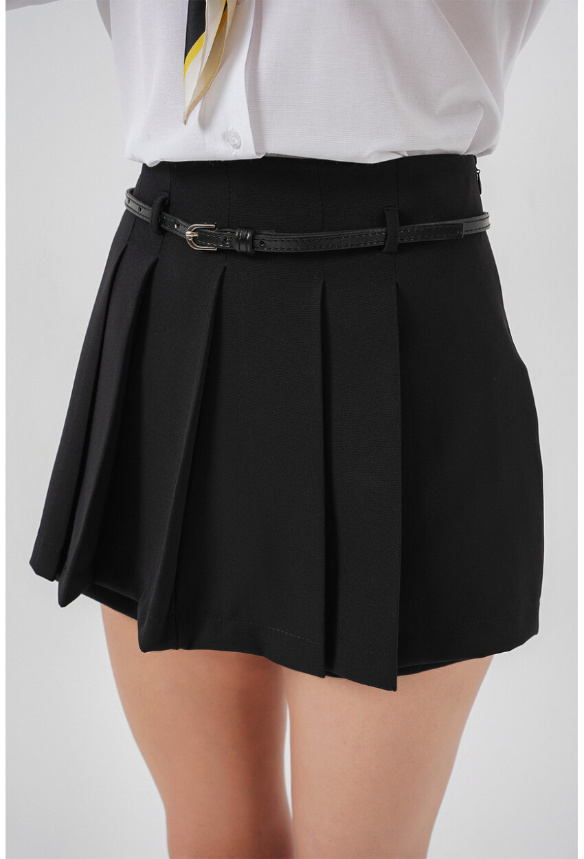 Pileli Mini Şort Etek 5336