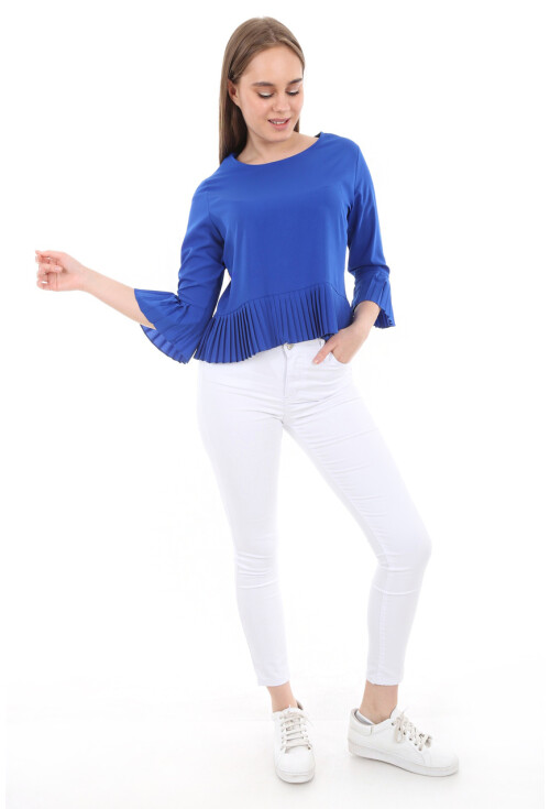 0297 KOL VE ETEK UCU PİLİSELİ BLUZ