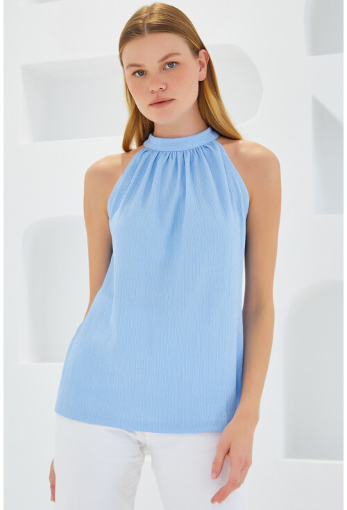 0489 Halter Yaka Örme Bluz