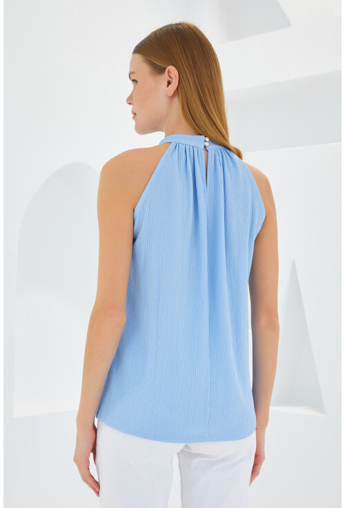 0489 Halter Yaka Örme Bluz