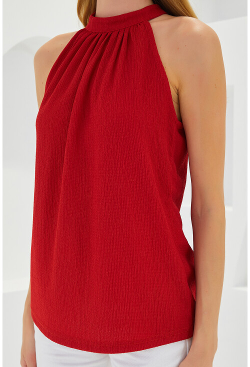 0489 Halter Yaka Örme Bluz
