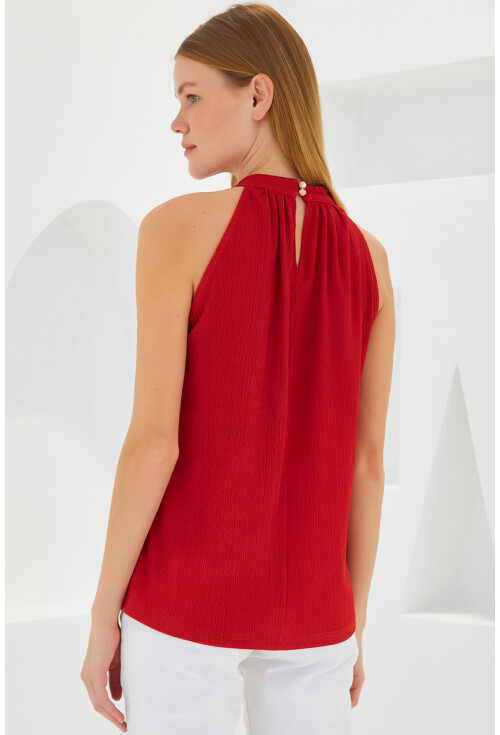 0489 Halter Yaka Örme Bluz