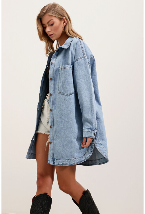 0703 Oversize Uzun Denim Ceket