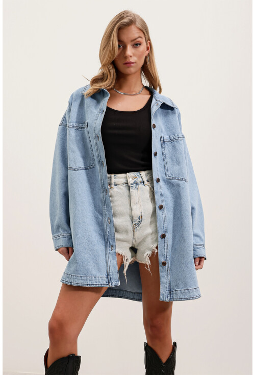 0703 Oversize Uzun Denim Ceket