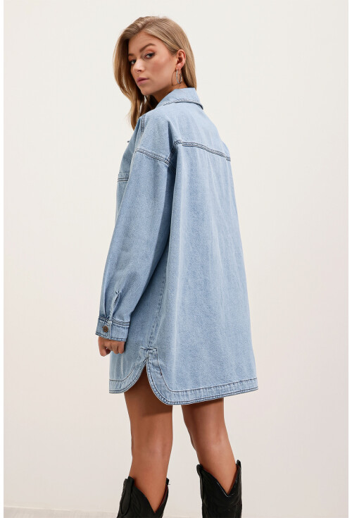 0703 Oversize Uzun Denim Ceket
