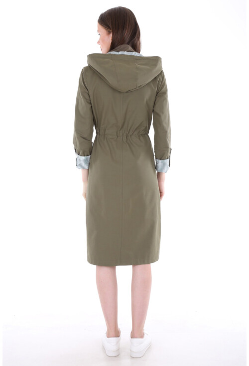 10229 KAPŞONLU UZUN TRENCHCOAT