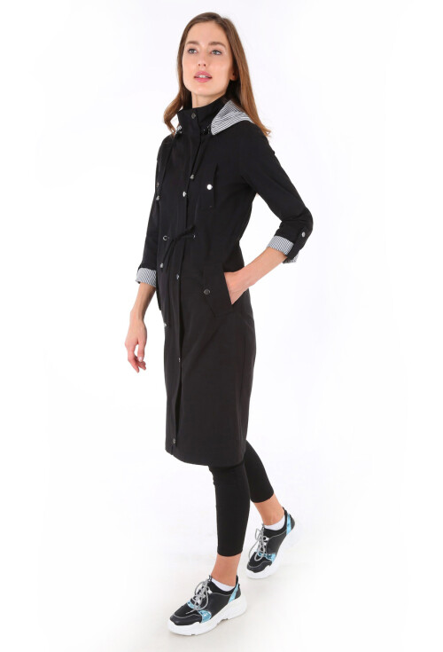 10229 KAPŞONLU UZUN TRENCHCOAT