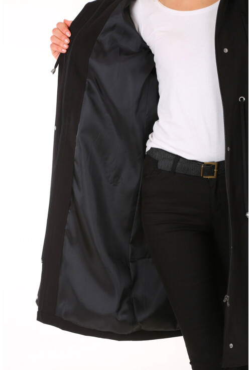 10229 KAPŞONLU UZUN TRENCHCOAT