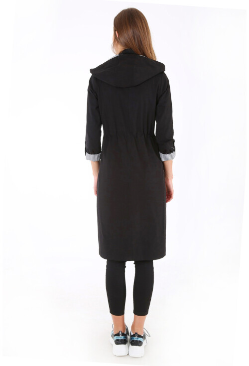 10229 KAPŞONLU UZUN TRENCHCOAT