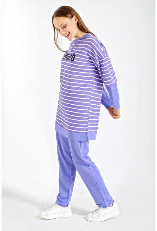 10295 Oversize Çizgili Takım