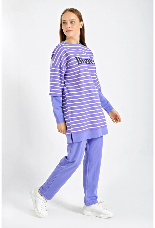 10295 Oversize Çizgili Takım