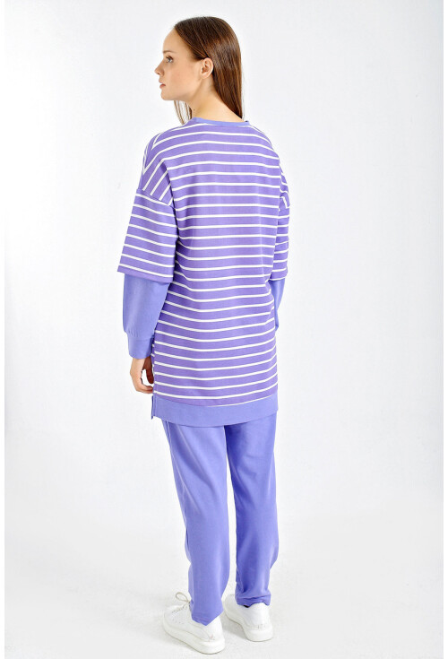 10295 Oversize Çizgili Takım