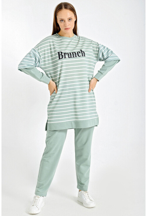 10295 Oversize Çizgili Takım