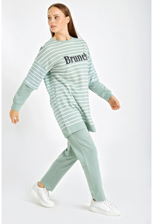 10295 Oversize Çizgili Takım