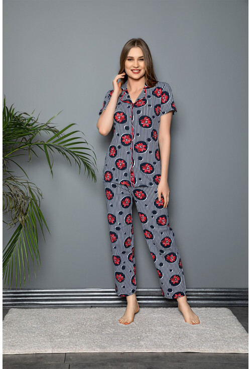 10317 Gömlek Yaka Kısa Kol Pijama Takımı
