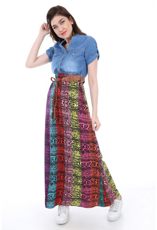 1381 DESENLİ KOT ELBİSE