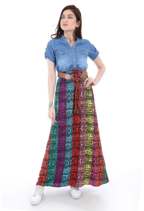 1381 DESENLİ KOT ELBİSE