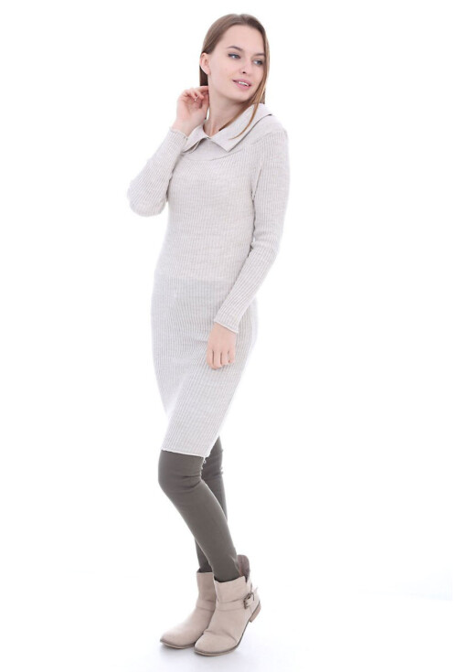 15214 DEGAJE YAKA TRİKO ELBİSE
