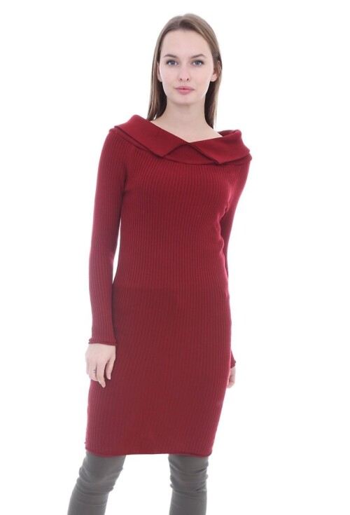 15214 DEGAJE YAKA TRİKO ELBİSE