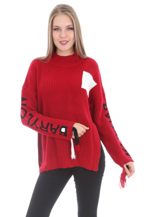 15320 KOLLARI YAZILI TRİKO KAZAK