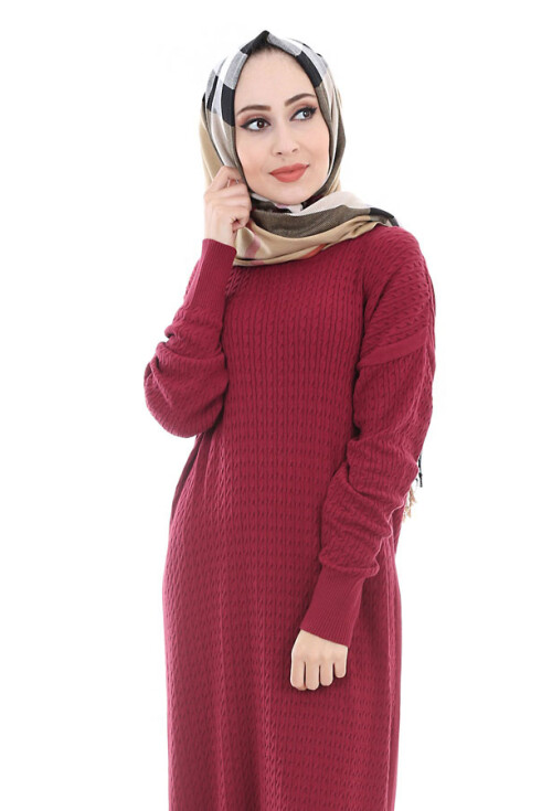 15436 ÖRME TRİKO TESETTÜR ELBİSE