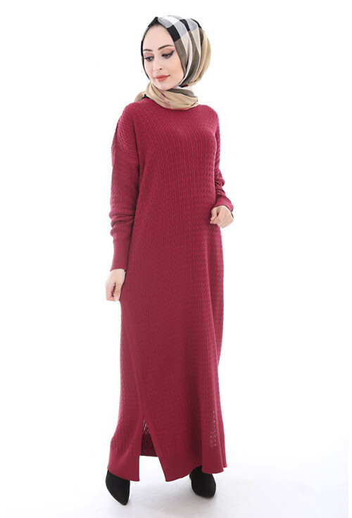 15436 ÖRME TRİKO TESETTÜR ELBİSE