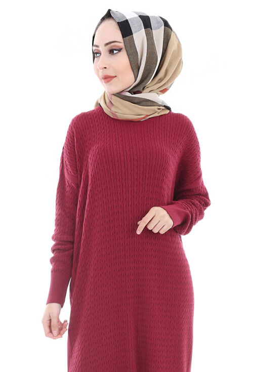 15436 ÖRME TRİKO TESETTÜR ELBİSE
