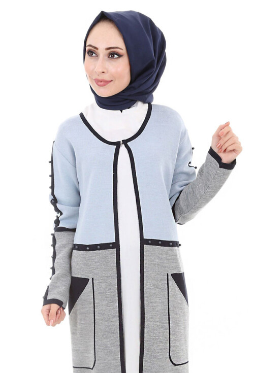 15461 İNCİ TAŞLI TRİKO TESETTÜR HIRKA